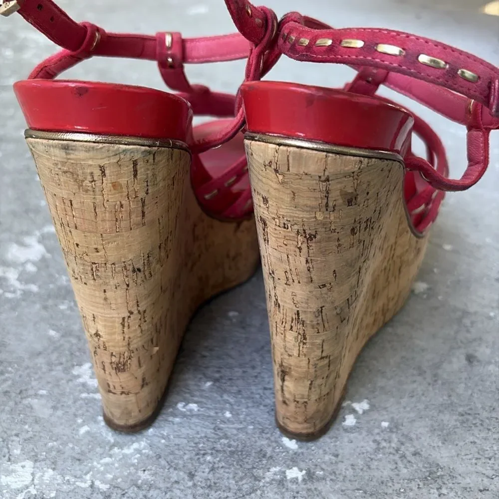 Christian Dior, pink cork wedges